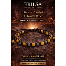 Erilsa Sertifikalı Doğal Taş Sarı Akik Terahertz Bileklik - Küp Kesim Fasetli Güç Cesaret Bilekliği Unisex