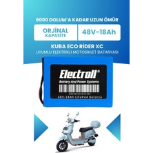 Electroll Kuba Eco Rider Xc Batarya (Standart Kapasite) Lifepo4 48V 18AH Elektrikli Motorsiklet Bataryası