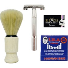 Atamanstore Taksun Tima Jiletli Tıraş Makinesi, Ahşap Tıraş Fırçası, Rixos Platinum Jilet, Kibrit Kantaşı Seti