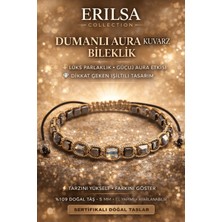 Erilsa Sertifikalı Doğal Taş Dumanlı Aura Kuvars Bileklik - Küp Kesim Fasetli Lüks Parlak Bileklik