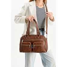 MEGA Kadın Omuz Çantası – Çok Cepli Büyük Boy El ve Kol Çantası