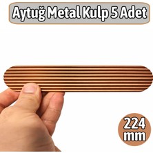 Badem10 Aytuğ Rose Renk Geniş T Oval Çizgili Çekmece Kulp 224 mm 5'li Set Şık Tasarım Dayanıklı Metal Kulp