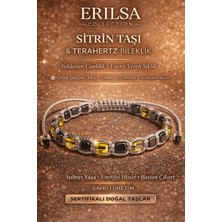 Erilsa Sertifikalı Doğal Taş Sitrin Taşı Terahertz Bileklik Küp Kesim Fasetli Parlak Enerji Bilekliği Unisex Ayarlanabilir