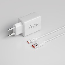 Favro 20W Usb-A + Usb-C Şarj Başlık + USB / Type-C Şarj Kablosu