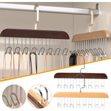 My Best Store 8 Kancalı Askı Çok Fonksiyonlu Ahşap Kemer Kravat Eşarp Dolap Askısı