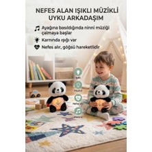 Farbu Oyuncak Nefes Alan Işıklı ve Müzikli Panda Uyku Arkadaşım Ritmik Hareketli 30 cm Oyuncak Peluş Hayvan