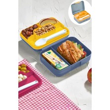 My Best Store Meyve Suyu Bölmeli - Tabaklı Beslenme Kabı  Diyet Kabı -Çatal Bıçak Kaşık Dahildir