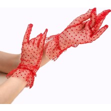 My Best Store Kısa Boy Likralı Güpürlü Yetişkin Tül Eldiven