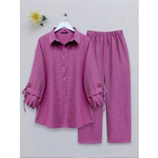 Modamorfo Kolu Lastikli Bağcık Detaylı Ikili Takım   -Fuşya