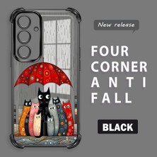 HONTINGA Samsung Galaxy S24 Fe ile Uyumlu Şeffaf Kılıfı Düşüme Önleyici Basitlik Anti Düşme Kamera Korumali Kedi Desen Yumuşak Silikon Telefon Kılıfı Kadın ve Erkek Için Uygundur K3-0188