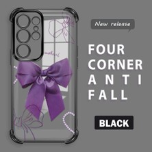 HONTINGA Samsung Galaxy S22 Ultra ile Uyumlu Şeffaf Kılıfı Düşüme Önleyici Basitlik Anti Düşme Kamera Korumali Fiyonk Desen Yumuşak Silikon Telefon Kılıfı Kadın ve Erkek Için Uygundur K3-0190