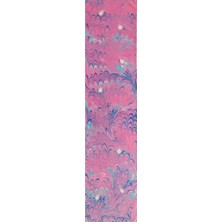 ElifEbru Exclusive Handicrafts Ebru Sanatı El Yapımı Pembe Laciver Beyaz Lale Desenli Krep Ipek Kadın Fular Mf 159