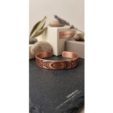 Fty Takı El Yapımı Saf Bakır Bileklik - Ay Yıldız Motifli Osmanlı Desenli Unisex Tasarım