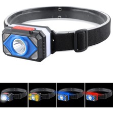 OEM HY-003 Kafa Feneri Şarjlı Cob LED Sarı Mavi Kırmızı Işık