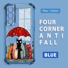 HONTINGA Samsung Galaxy S22 ile Uyumlu Şeffaf Kılıfı Düşüme Önleyici Basitlik Anti Düşme Kamera Korumali Kedi Desen Yumuşak Silikon Telefon Kılıfı Kadın ve Erkek Için Uygundur K3-0188