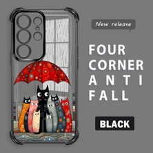 HONTINGA Samsung Galaxy S23 Ultra ile Uyumlu Şeffaf Kılıfı Düşüme Önleyici Basitlik Anti Düşme Kamera Korumali Kedi Desen Yumuşak Silikon Telefon Kılıfı Kadın ve Erkek Için Uygundur K3-0188