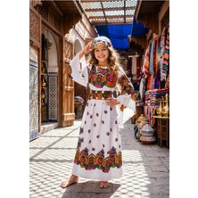 Yöresel Hamavi Çocuk Elbise (Şal ve Kuşak Birlikte) Mezuniyet 23 Nisan Çocuk Kaftan Çoçuk Abiye
