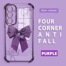 HONTINGA Samsung Galaxy A05S ile Uyumlu Şeffaf Kılıfı Düşüme Önleyici Basitlik Anti Düşme Kamera Korumali Fiyonk Desen Yumuşak Silikon Telefon Kılıfı Kadın ve Erkek Için Uygundur K3-0190