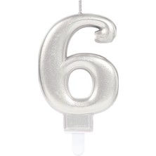 My Best Store 6 Rakamı Mum Gümüş Renk