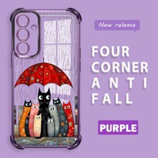 HONTINGA Samsung Galaxy A25 ile Uyumlu Şeffaf Kılıfı Düşüme Önleyici Basitlik Anti Düşme Kamera Korumali Kedi Desen Yumuşak Silikon Telefon Kılıfı Kadın ve Erkek Için Uygundur K3-0188
