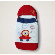 Beruflic Yenidoğan Arabalı Aslan Nakışlı Fermuarlı Şapkalı Klasik Kundak Bebek Battaniyesi Mavi