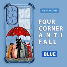HONTINGA Samsung Galaxy A32 ile Uyumlu Şeffaf Kılıfı Düşüme Önleyici Basitlik Anti Düşme Kamera Korumali Kedi Desen Yumuşak Silikon Telefon Kılıfı Kadın ve Erkek Için Uygundur K3-0188