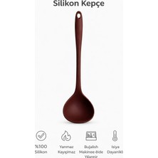 Evolis Kitchen 1 Adet Isıya Dayanıklı Yanmaz Yapışmaz Silikon Kepçe (Kahverengi)
