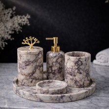 Akm Dekor Menekşe 5'li Mermer Banyo Seti