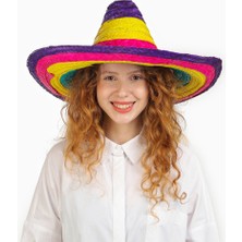 My Best Store Sombrero Meksika Şapkası Renkli Örme Hasır Çocuk Boy