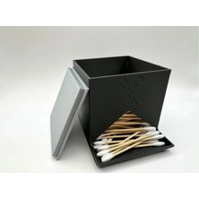 Modern Kulak Çubuğu Kutusu - Siyah Banyo Düzenleyici Organizer - Kulak Pamuğu Dispenseri