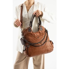 571 Collections Çanta Yıkanmış Deri Ayarlanabilir Askılı Omuz ve Çapraz Kadın Çantası