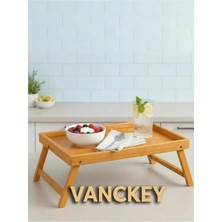 Vanckey Katlanır Ayaklı Bambu Yatak Keyif Tepsisi Portatif Tepsi Rahle Kitap Standı Tepsi
