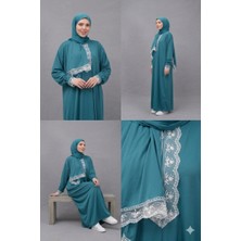 Defka Tek Parça Kendinden Şallı Kadın Tesettür Namaz Elbisesi