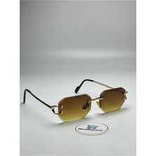 Cartyy V12B Kahve Güneş Gözlüğü Geometrik Gold Çerçeve 54 Ekartman