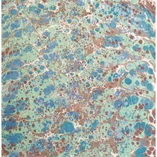 ElifEbru Exclusive Handicrafts Ebru Sanatı El Yapımı Yeşil Turkuaz Mavi Kahve Sura Ipek Eşarp Se 62