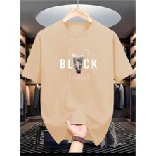 Punix Punıx Büyük Beden Bıg Sıze Black Baskılı Rahat Kalıp Battal Erkek Yazlık Stil T-Shırt