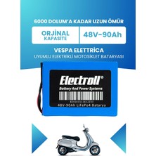 Electroll Vespa Elettrica Batarya (Standart Kapasite) Lifepo4 48V 90AH Elektrikli Motosiklet Bataryası