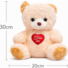 Belirtilmemiş 30 cm Peluş Ayı – I Love You Kalpli Yumuşacık Oyuncak ❤️