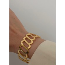 KİLİGİSTANBUL Gold Renk Ovaller Bilezik