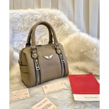 Ges Shop Kadın Metal Aksesuarlı Askılı Speedy El Omuz Çanta