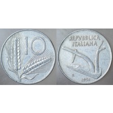 Banknoting Italya 10 Liret 1951 Basıldığı Ilk Yıl.