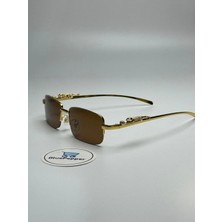 Cartyy Kahve Güneş Gözlüğü Dikdörtgen Çerçeve Gold Sap Renkli 55 Ekartman