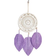 İsingir Shopping Lila Rengi Yapraklı El Yapımı Makrome Duvar Süsü