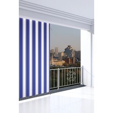 Taç Mavi Beyaz Su Geçirmez Balkon Perdesi – Kornişli & Bağcıklı Branda En×boy Balkon Branda Perde Zirve Tekstil