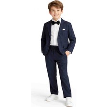 Terry Kids 6789 Keten Yazlık Erkek Çocuk Ceketli Gömlekli Pantolonlu Papyonlu 3 Lü Takım