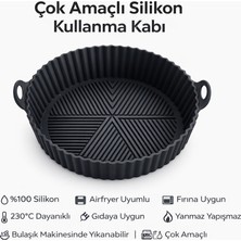 Evolis Kitchen Airfyer Silikon Isıya Dayanıklı Yanmaz Yapışmaz Pişirme Kabı ( Siyah)