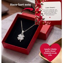 Pigna Aksesuar Anneler Günü Hediyesi Gümüş Renk Çelik Yonca Kolye - Özel Tasarım Kartlı ve Hediye Paketinde