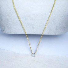 Umut Silver Aqua Renk Taş Detaylı 925 Ayar Gümüş Kadın Kolye