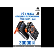 Azurtech 30000 Mah Güneş Enerjili Powerbank 3’ü 1 Arada Pd 22.5W Hızlı Şarj – Kablosuz Şarj, LED Fener, Manyetik, Type-C Süper Güç