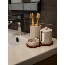3D Snaxx Banyo Seti 3 Parça – Diş Fırçalık, Kapaklı Pamukluk ve Takı Standı Modern Organizer